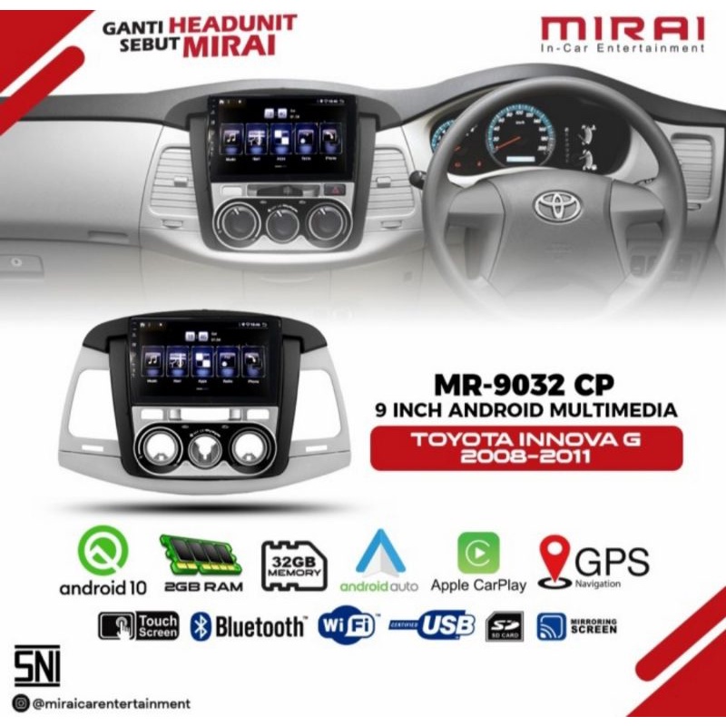 HEAD UNIT ANDROID MIRAI 9032CP INNOVA LAMA