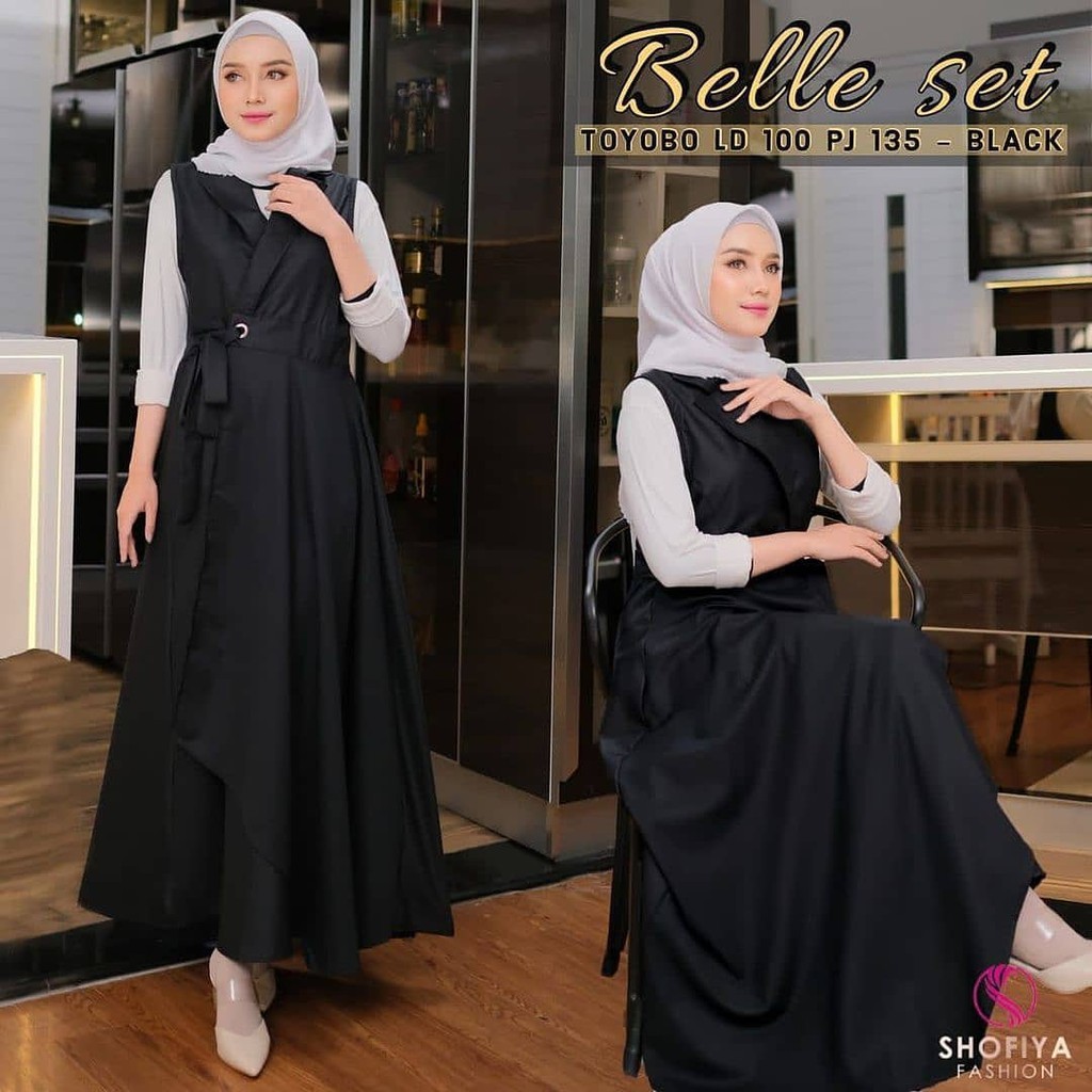 SETELAN WANITA BELLE SET BL BAHAN TOYOBO ( OUTHER ) SPANDEK (INNER) SETELAN WANITA KEKINIAN TERBARU 2023 SET BAJU MUSLIM WANITA ONE SET WANITA ONE SET WANITA KOREAN STYLE