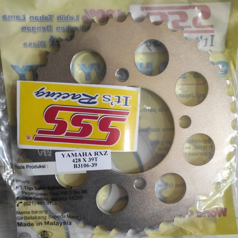 Gear Belakang SSS 428 28 30 31 32 33 34 35 36 37 38 39 40 RXZ RXKing Jupiter Vega MX FIZR-428-39