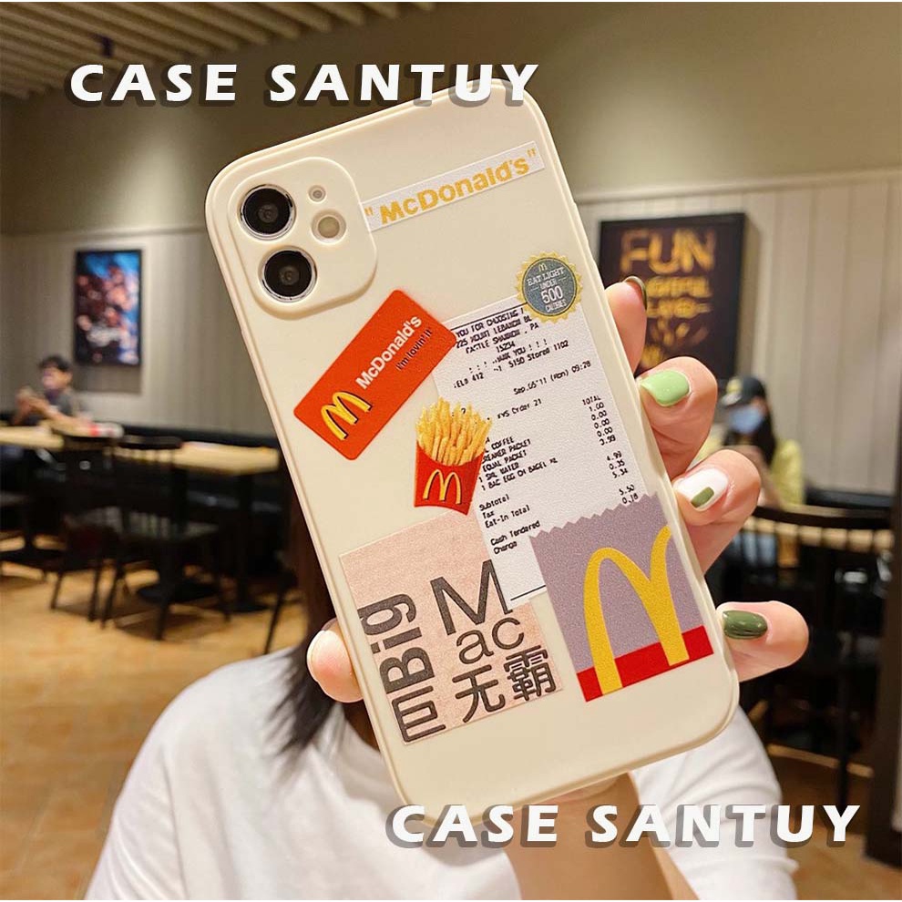Soft Case Xiaomi Mi 11 11Ultra 11 Lite 11T PRO 12 12X 12 PRO McDonald's MCD Straight Cube Case Casing Lucu Doff Paint Painting Square Edge Camera Protection