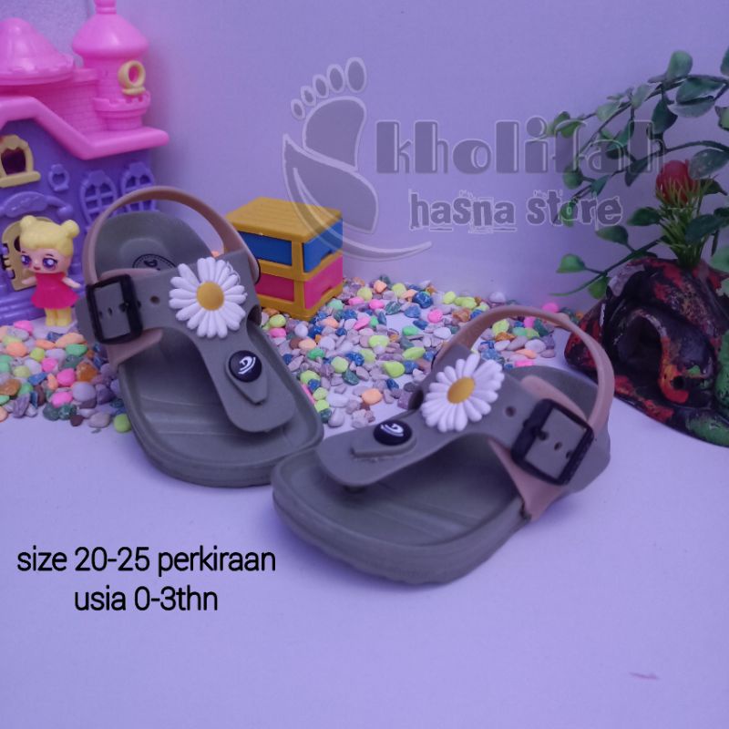 SANDAL JEPIT TALI BELAKANG BUNGA ANAK PEREMPUAN USIA 0-3THN DULUX 213E-CW