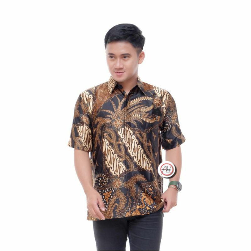 BAJU BATIK PRIA DEWASA REMAJA LENGAN PENDEK UKURAN M XXL FURING PREMIUM NAVY COKLAT MERAH HITAM TUA 