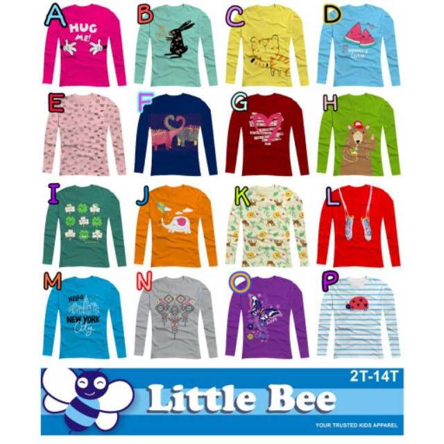  Kaos  anak  perempuan little bee  usia 1 10 tahun kaos  anak  