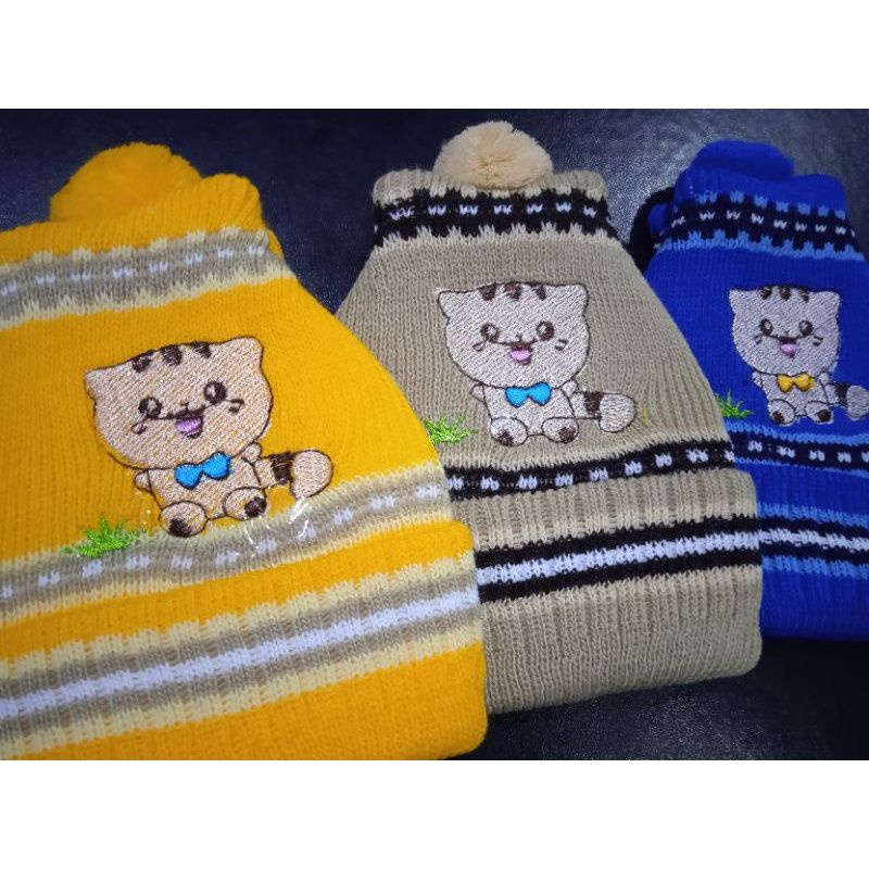 BOBOKO TOPI KUPLUK BAYI MOTIF KUCING