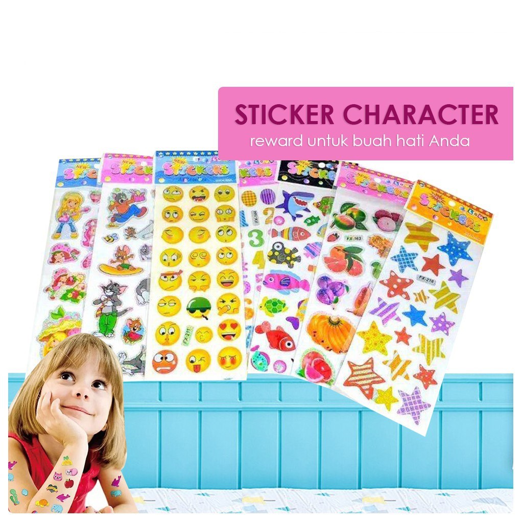 HappyOliver Mainan sticker anak timbul motif random