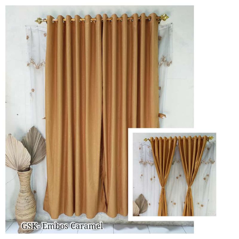 Gorden / Hordeng pintu jendela motif polos embos 