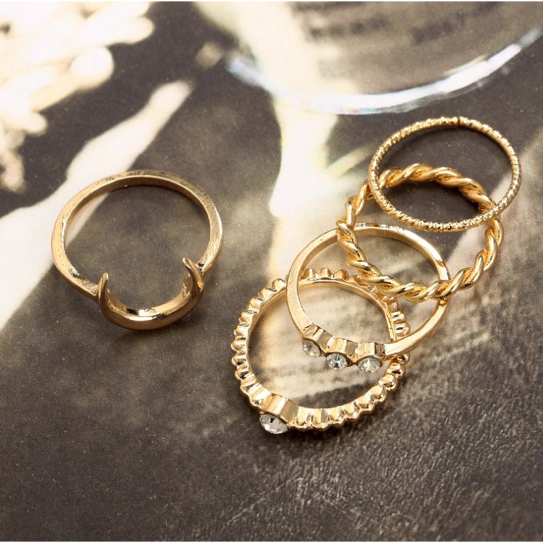 MORYMOSHI C15 Cincin Wanita 5pcs Set Fashion Korea