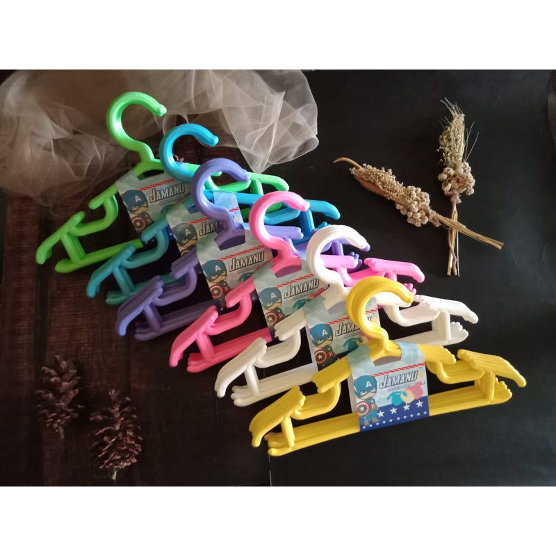 Hanger Gantungan Baju Anak Warna Soft Hanger Anak Murah Isi 6 Biji