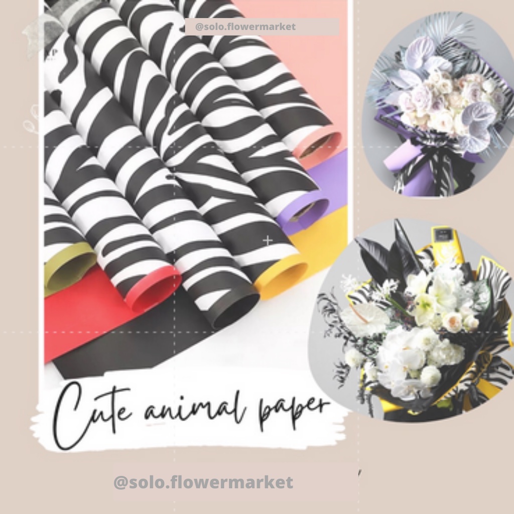 (ECER) ZEBRA CUTE ANIMAL MOTIF CELLOPHANEFLOWER WRAPPING CUTE ANIMAL MOTIF CELLOPHANE KERTAS BUKET B