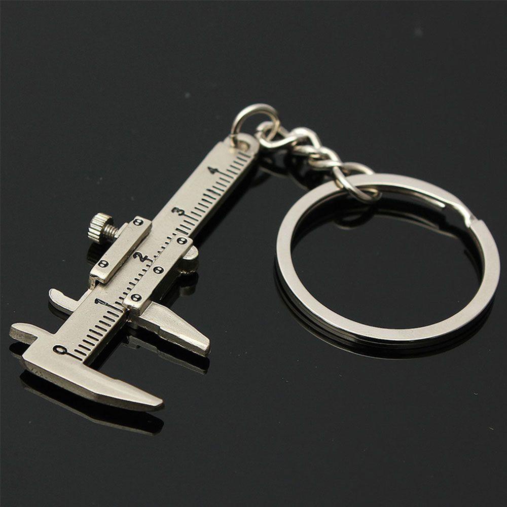 Lanfy Vernier Caliper Key Chain Fashion Klasik Perak Hadiah Ulang Tahun 3D Liontin Bergerak Perhiasan Key Holder