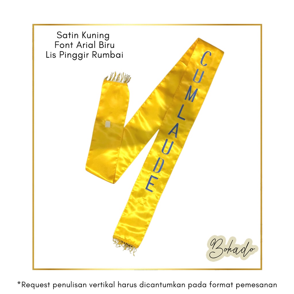 Selempang Wisuda Bordir - Bahan Satin Pinggiran Rumbai