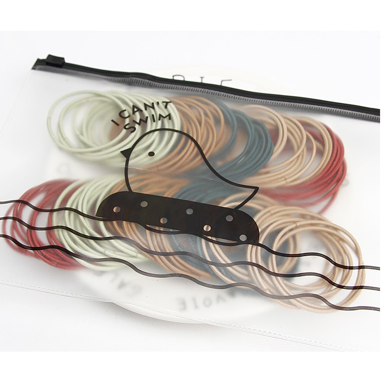 Ikat Rambut Korea I Can Swim isi 100 pcs Warna Warni DAPET POUCH-MIX 5 WARNA GD