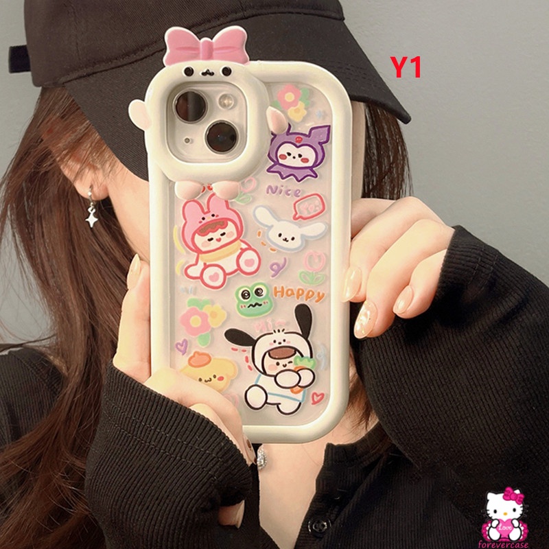 Soft Case Desain Kartun Monster Bow-knot Untuk VIVO Y35 Y22 Y33s Y15s Y01 Y50 Y30 Y21 Y15 Y12 Y12i Y20 Y33T Y21T Y21T Y21T Y21s