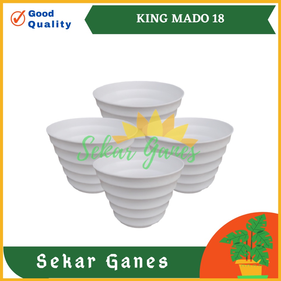 POT KING MADO 18 PUTIH DA 14.5 CM BY GARDEN OF LOVE POT PLASTIK MURAH LUCU mirip POT TAWON 15 18