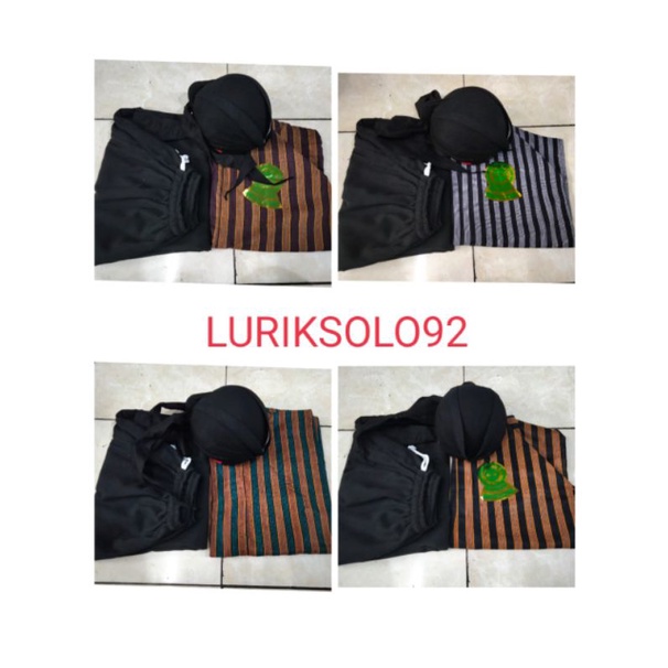 Stelan Surjan Lurik, Celana Kolor Panjang dan Blangkon Jogja Hitam Sliwir