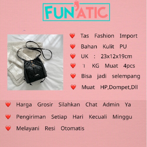 Funatic Tas Ransel Serut Wanita Multistyle Terbaru Import Fashion Selempang Korea FA1048