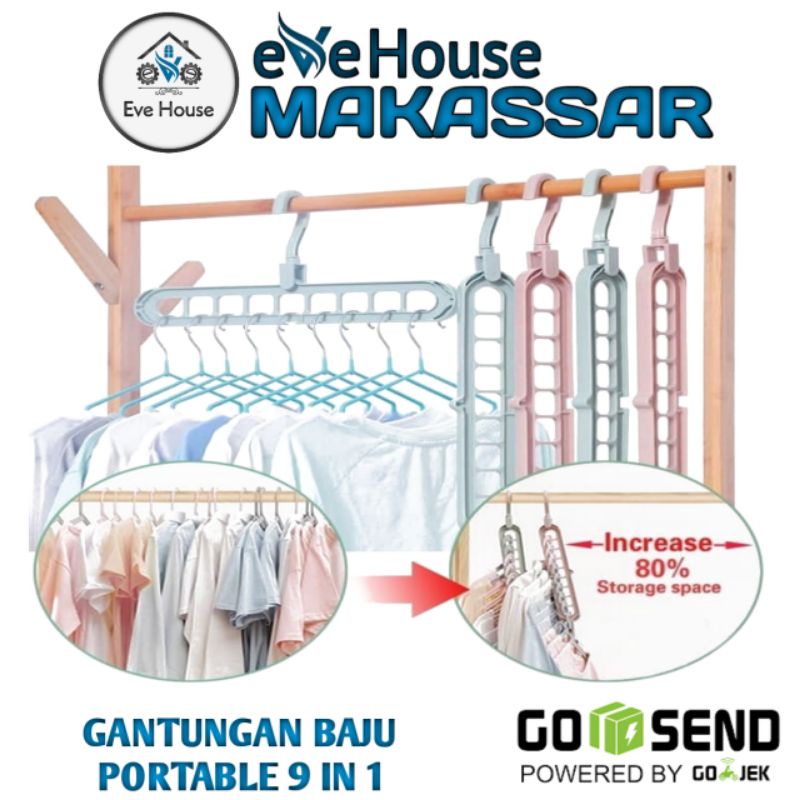 Makassar V67 Gantungan baju magic hanger organizer 9 in 1