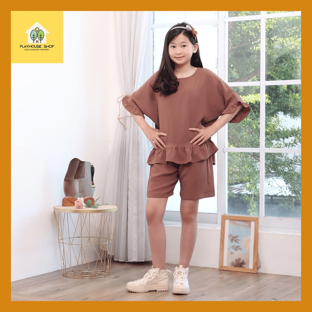 Play House - Baju Setelan Anak Perempuan Outfit Cewek Fashion Korea Model Celana Pendek Usia 6-15 Tahun