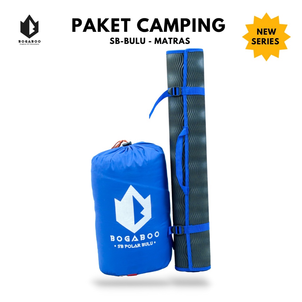 Bisa COD Paket Hemat - Sleeping Bag Polar Bulu BOGABOO  Tebal + Matras Camping - Kantong tidur - Mat