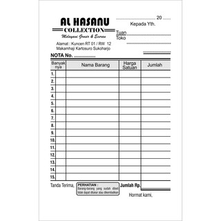 Cetak Nota Bon Ncr 12 Folio Rangkap 3 Desain Usaha Catering