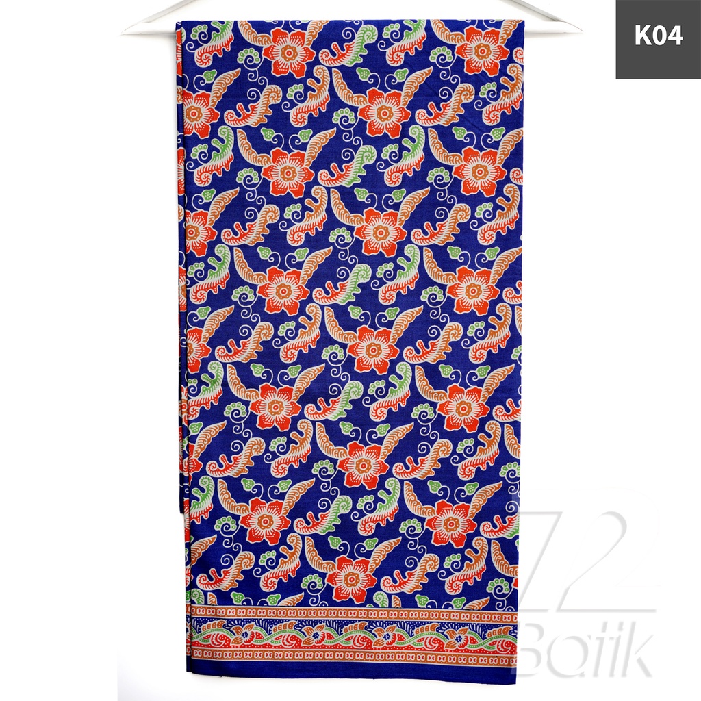 BAHAN BATIK PREMIUM Katun Motif Kembang Warna Biru Orange Hijau 721428 Cap 72 Jarik Jarit Samping Kebat Panjang Batik Katun Modern Premium Bahan Seragam Batik Pernikahan Kantor Keluarga Murah Kamen Jadi Batik Bali Lembaran