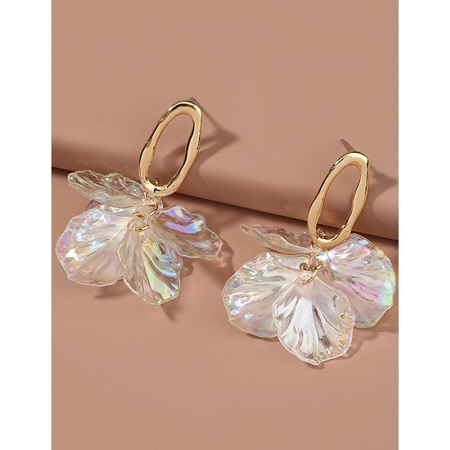 LRC Anting Tusuk Fashion Transparent Color Shaped Oval Hollow Transparent V14264