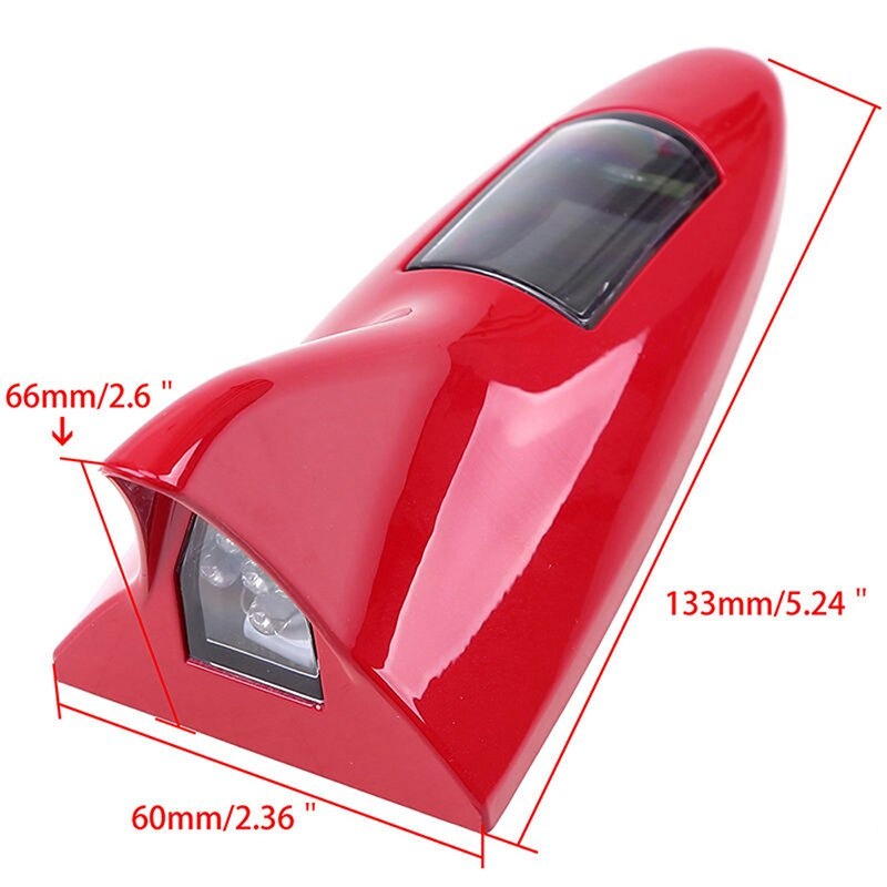 Lampu Belakang Mobil Bentuk Srip Hiu Tenaga Surya Mobil Bentuk Sirip Hiu 8 LED Shark Fin