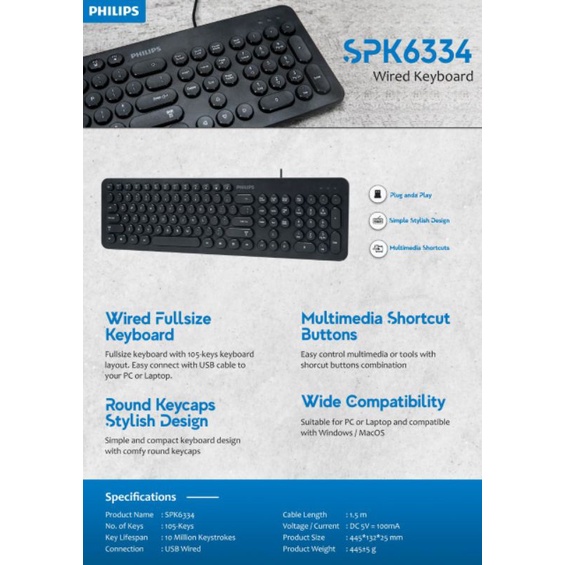 philips keyboard wired K-334 keyboard usb