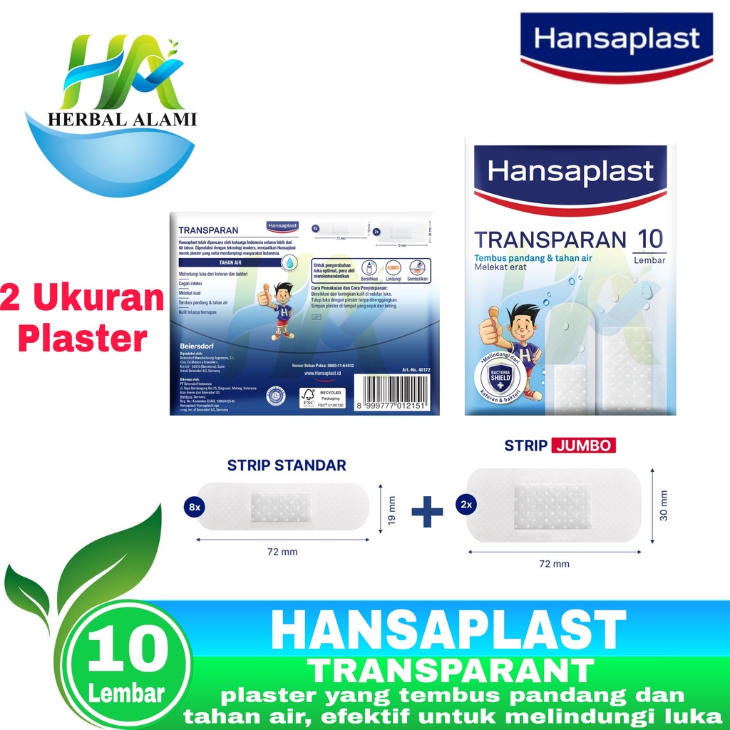 Hansaplast Transparan Isi 10 Tembus Pandang Dan Kedap Air