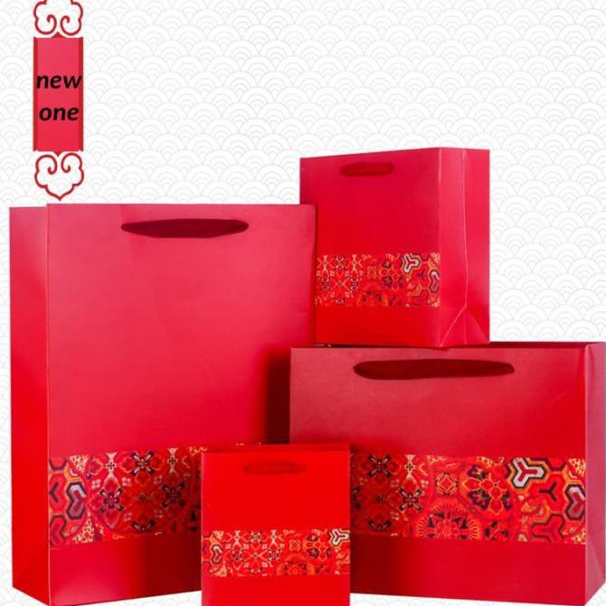 

L KANTONG merah motif , kantong hadiah , kantong serbaguna fancy kado
