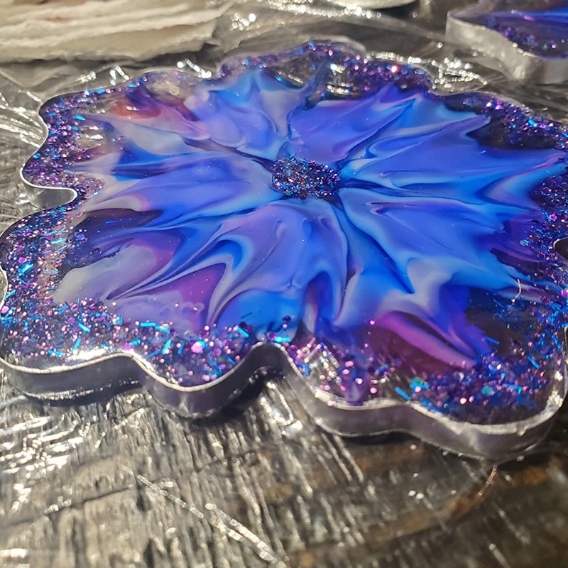 SIY  5 Pcs/Set Coaster Tray Epoxy Resin Mold Cup Mat Pad Silicone Mould DIY Crafts Decorations Casting Tool