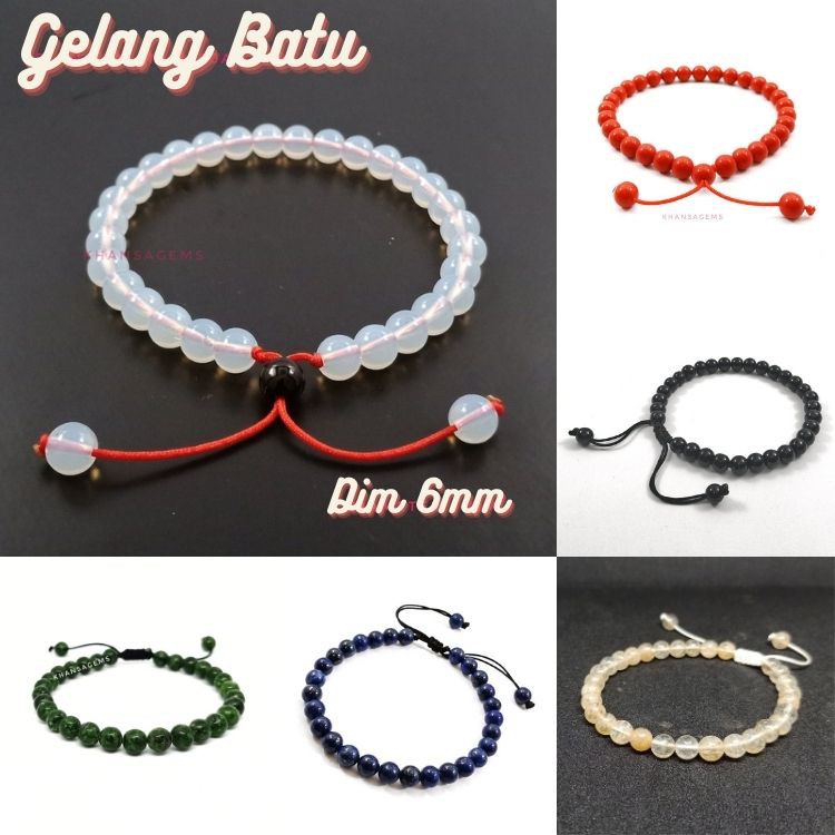 Aneka Gelang Batu Dim 6mm Model Tali Shambala