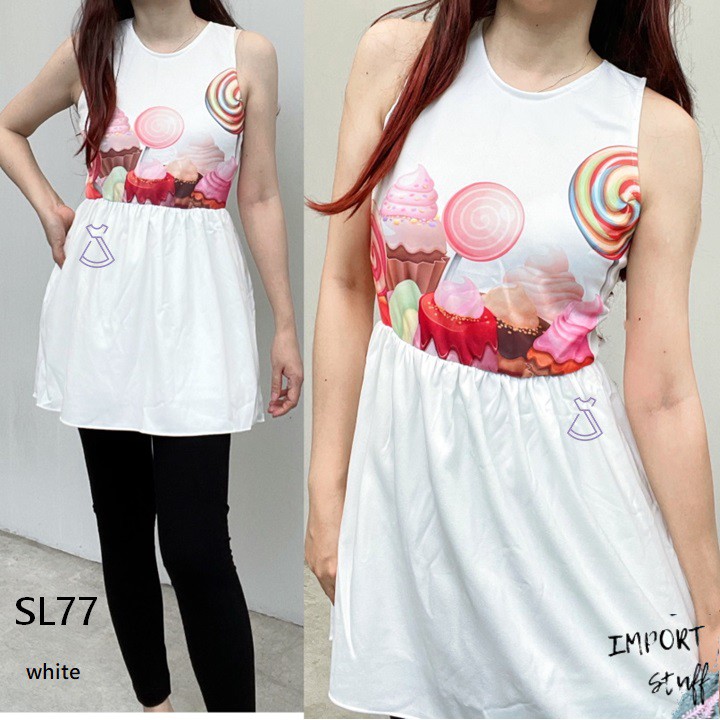 SL77 - MINI DRESS WHITE LOLIPOP KOREAN LOOK