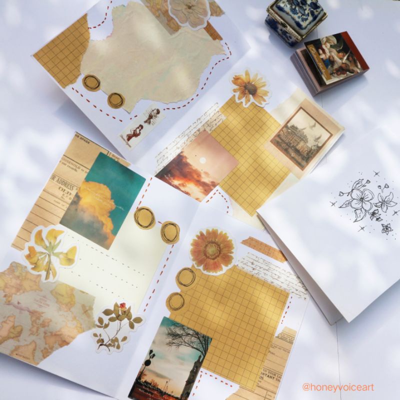 Jual Kartu ucapan aesthetic vintage ala scrapbook unik / Greeting card