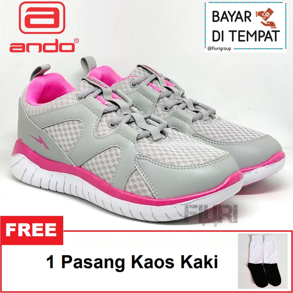 FIURI - ANDO ORIGINAL - VIU 37-40 ABU-ABU PINK - SEPATU SNEAKERS SPORT KANVAS SOL KARET ANAK PEREMPUAN - SEPATU KETS FASHION TRENDY WANITA DEWASA - SEPATU OLAHRAGA LARI FITNES SENAM KERJA KULIAH BERTALI CEWEK MURAH PROMO DISKON BONUS KAOS KAKI