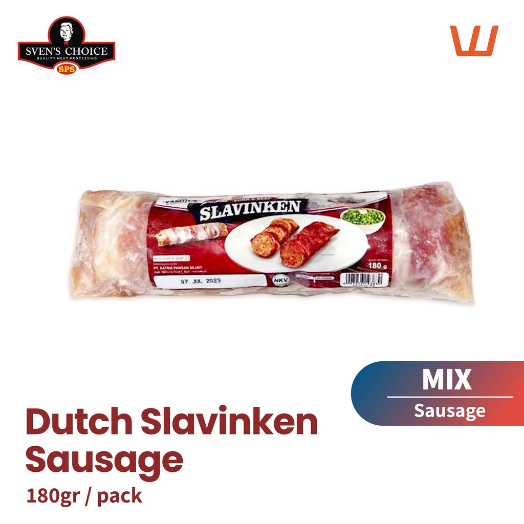 

Dutch Slavinken Sausage Sosis Pork mix Beef 180gr Sven's Choice