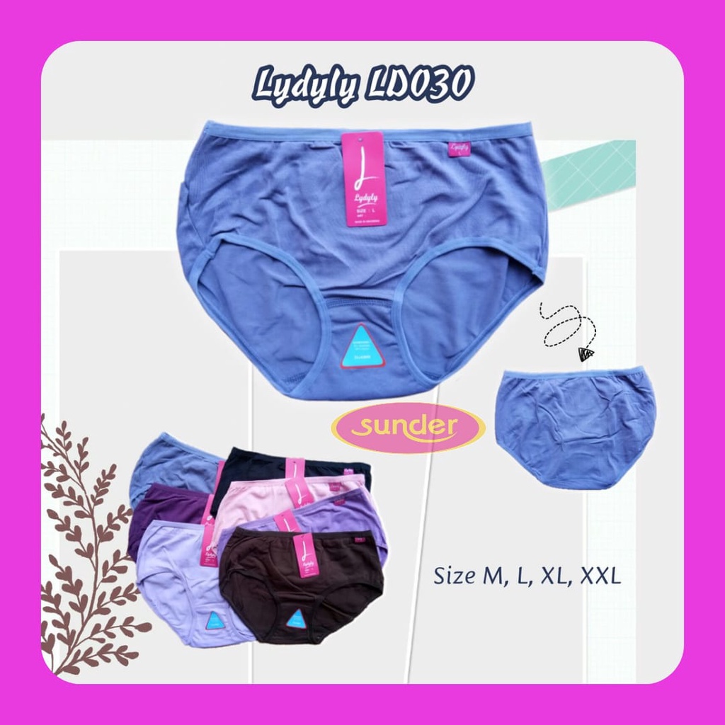 Lydyly LD030 (Grosir) 6biji Celana Dalam Wanita Bahan Katun M, L, XL, XXL