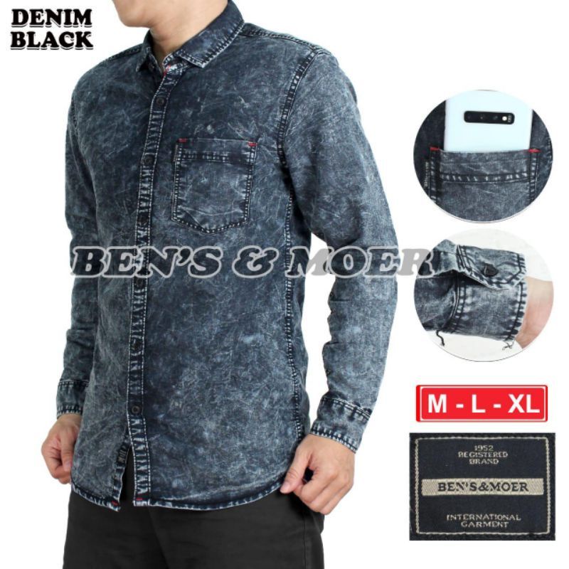 KEMEJA PANJANG TERBARU BAHAN JEANS MODEL SNOW ORIGINAL IMPORT