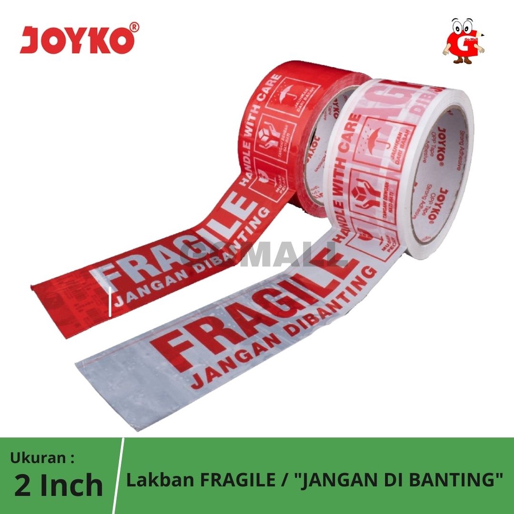 

Lakban Fragile Jangan Dibanting Opp Tape Joyko OPP 2 inch 48 mm