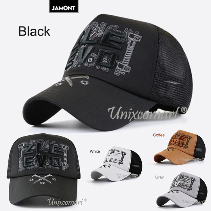 Topi Pria Topi Trucker JEFF Jamont Baseball Jaring Casual Sports Distro Dewasa - Coffee(W1S9) Topi P