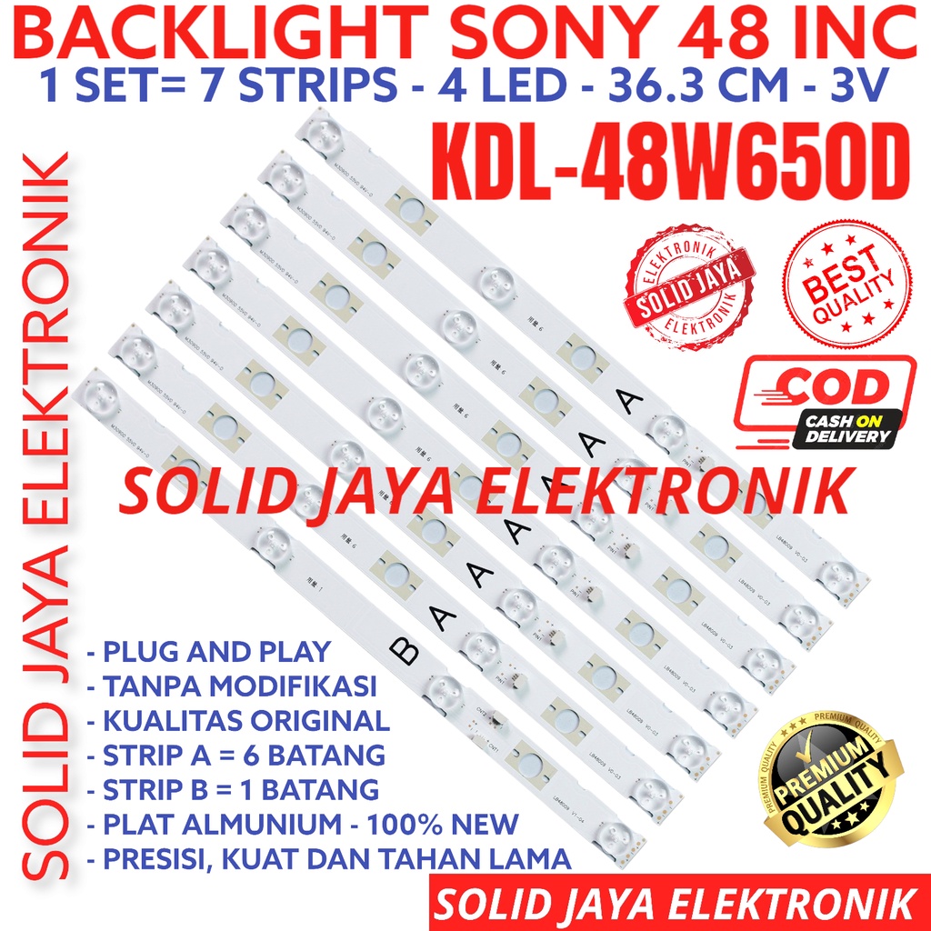 BACKLIGHT TV LED SONY 48 INC KDL 48W650 48W650 KDL48W650 KDL48W650D KDL-48W650D 48W 650 650D LAMPU BL 4K 4LED 4 KANCING KDL48W650D KDL-48W650 KDL48W650 SONY 48IN 48INCH 48INC BACKLIGHT 7 STRIP BL 48 INCH IN SONY