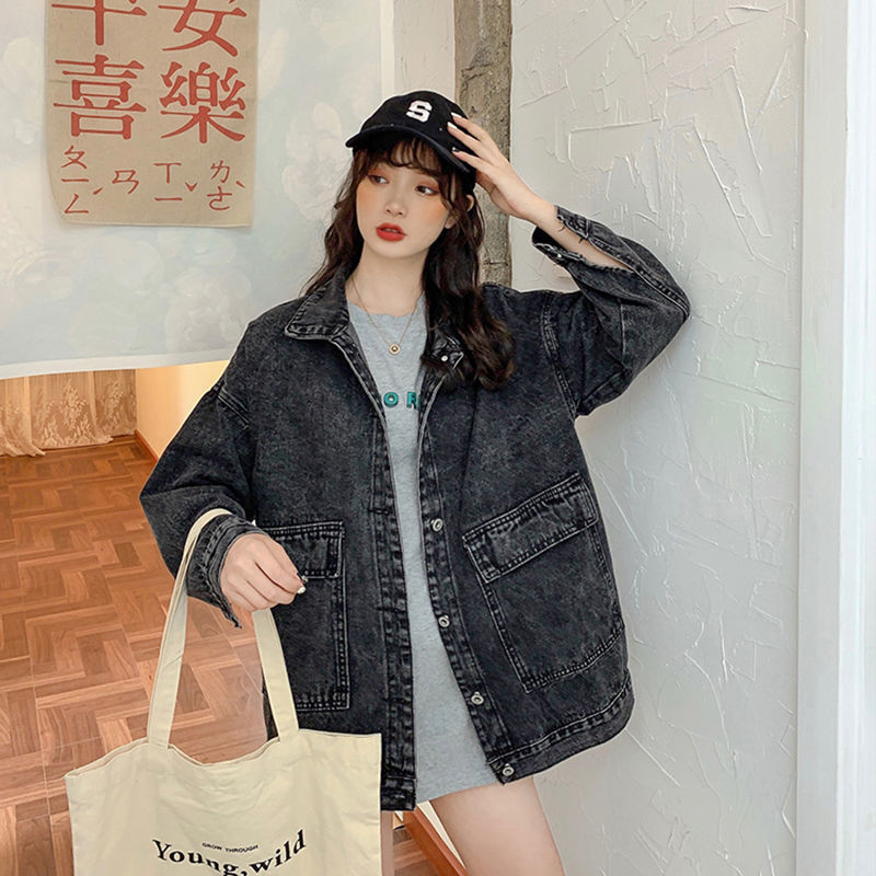 【Bayar di tempat】Jaket denim retro all-match wanita Korea