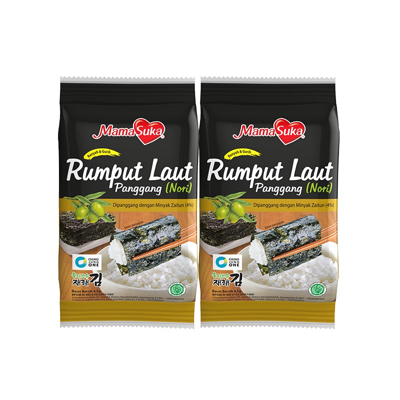 

mamasuka rumput laut nori original 4,5 gr 2 pcs/pak