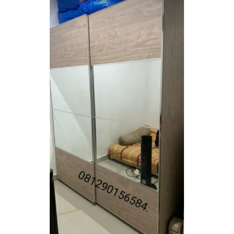 lemari pakaian hpl pintu geser rel gantung