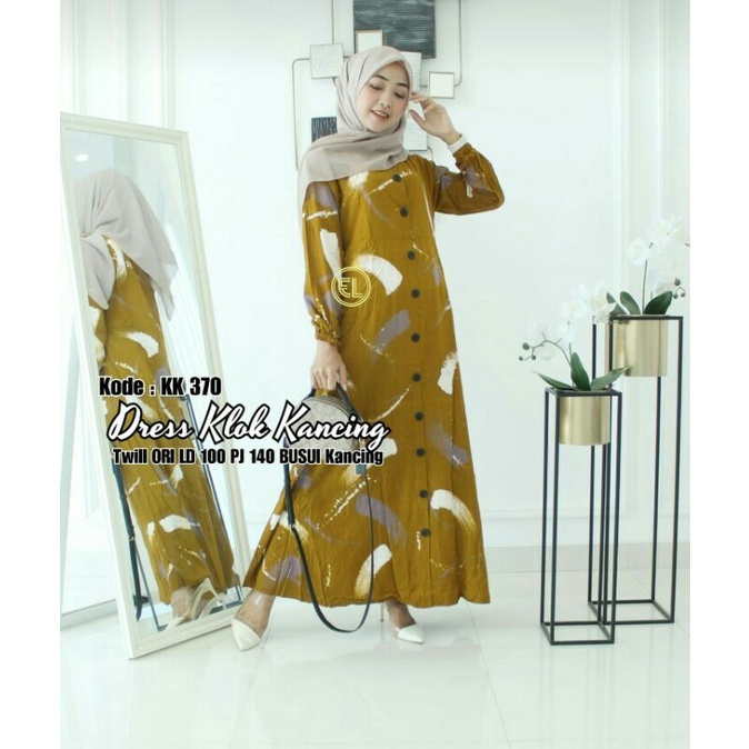 Gamis twill ori / dress klok kancing / ori Elzhaf