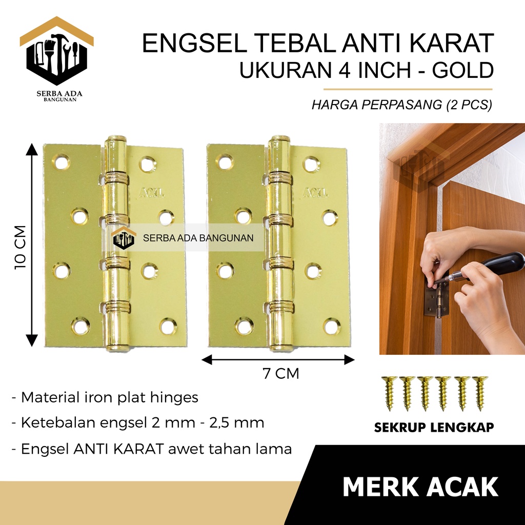 ENGSEL PINTU / JENDELA TEBAL 3 4  5 INCH /BERKUALITAS KUAT EKONOMIS HARGA PER 1 PASANG AWET KUALITAS