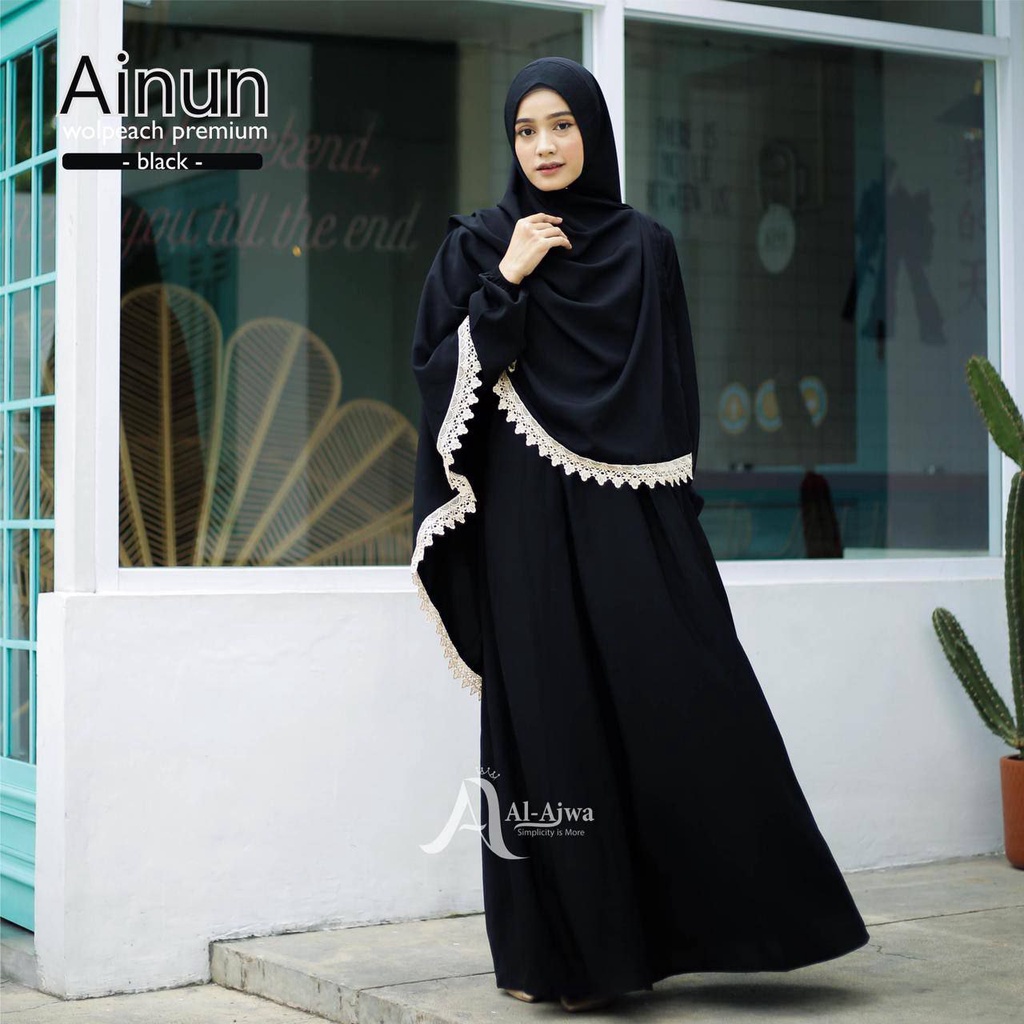 AL AJWA Ainun Syari Gamis Abaya set Khimar Niqob Haji Umroh Premium Bergaransi