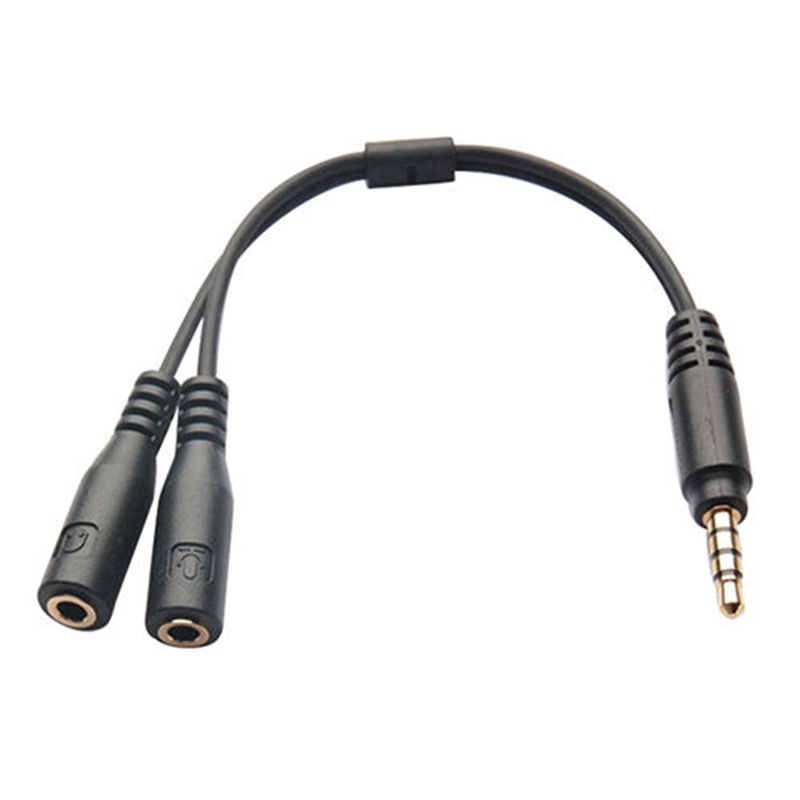 Kabel Splitter Y Audio Stereo 3.5mm 1 Male Ke 2 Female Mic TRRS Y