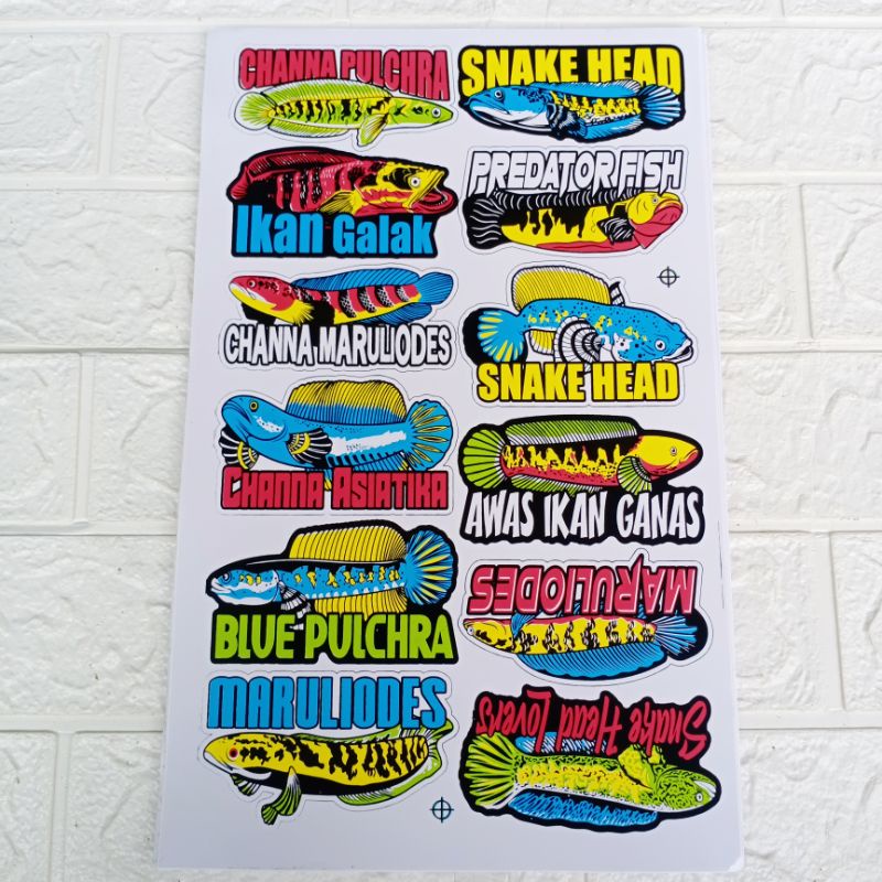 PERLEMBAR 12PCS Stiker Aquarium Channa