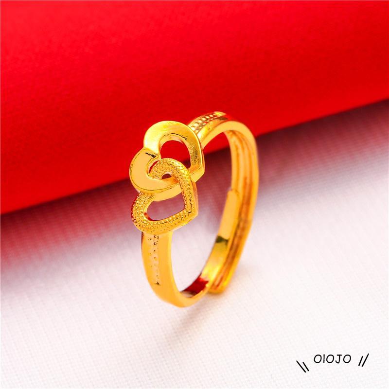 【COD】Cincin Model Terbuka Adjustable Bentuk Hati Warna Emas Imitasi Untuk Wanita